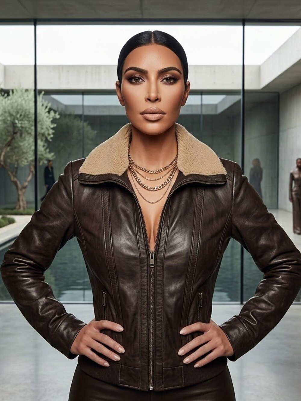 *MK* Classic Leather Aviator Jacket